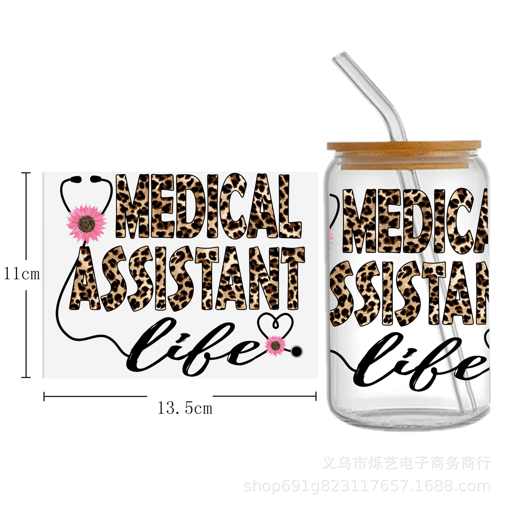Wholesale Medical Nurse Doctor Health Series UV DTF Transfer Crystal Label Cup Sticker